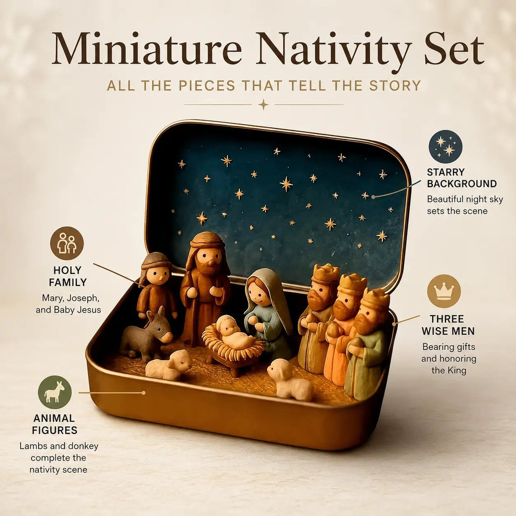 ✝️ Mini Nativity Scene Keepsake Tin — 🙏Pocket-Sized Christmas Holy Family Set